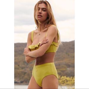 NEW Anthropologie Revel Rey Hunter Limoncello V-Front High-Waisted Bikini Bottom